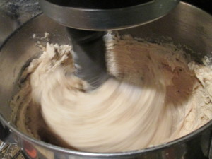 Mix in flour mixture slowly, until all mixed well.