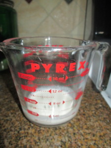 1/4 cup heavy cream ( my glass is really beat up! Time for a new one! Gift idea Mike!!)