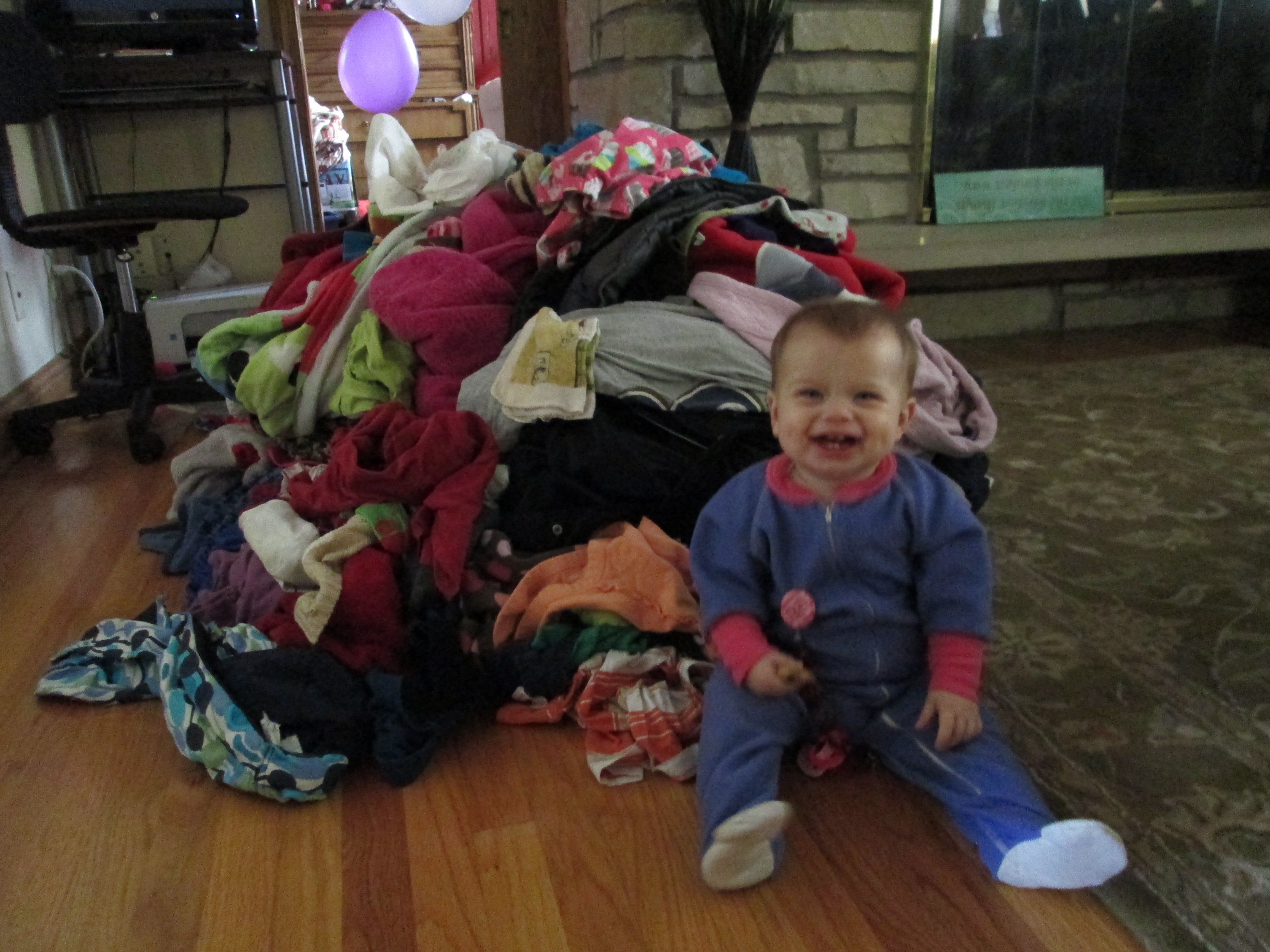 So do you see the HUGE pile!  It is so big!  Look at how happy Charli is!