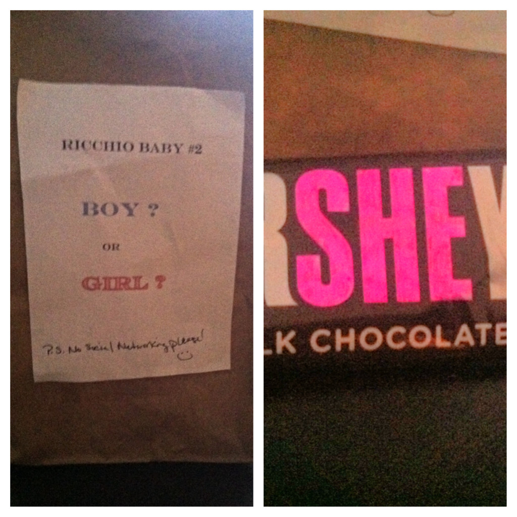 My little sister Katy and her husband Kyle are expecting their second baby!  Katy dropped this off as a fun way to let us know! I had to wait until she announced so I could!  On a side note, I was saving this and opened it up... someone ate my chocolate bar!  stinkers! YAY its a girl!