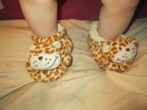 Look at those cute , little, chubby legs and sweet little slippers! I love!